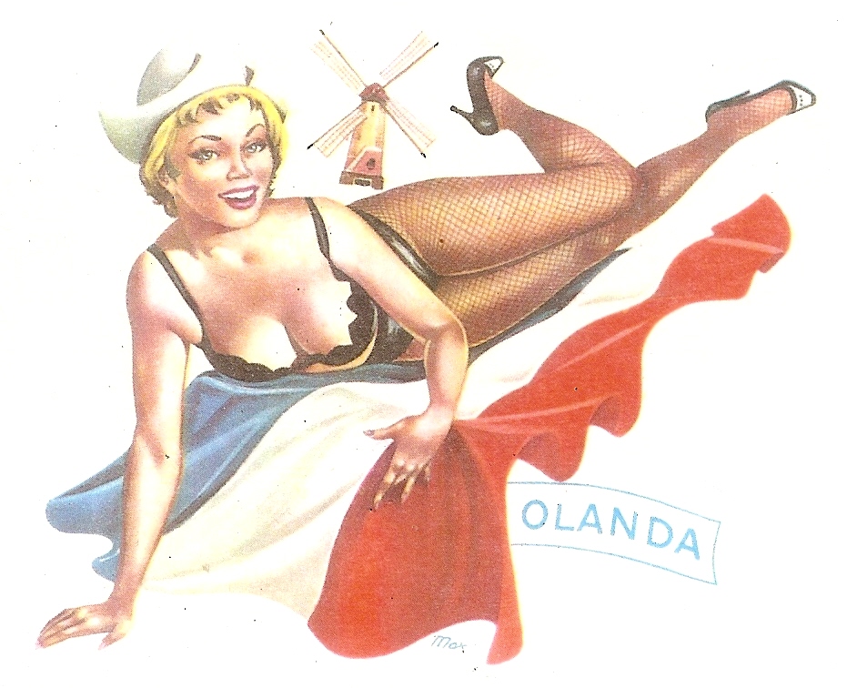 02 Adesivo '' PIN UP '' originale ad acqua OLANDA