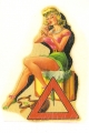 23 Adesivo '' PIN UP '' originale ad acqua CON CARTELLO STRADALE''DARE LA PRECEDENZA