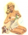 34 Adesivo '' PIN UP '' originale ad acqua CON CAGNOLINO